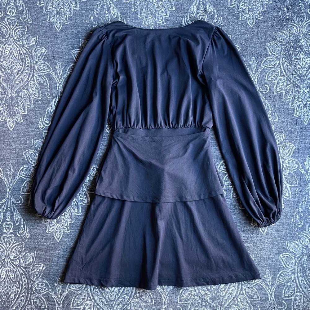 Susana Monaco Tie Panel Gathered Sleeve Dress in Navy Size Small - Picture 5 of 8